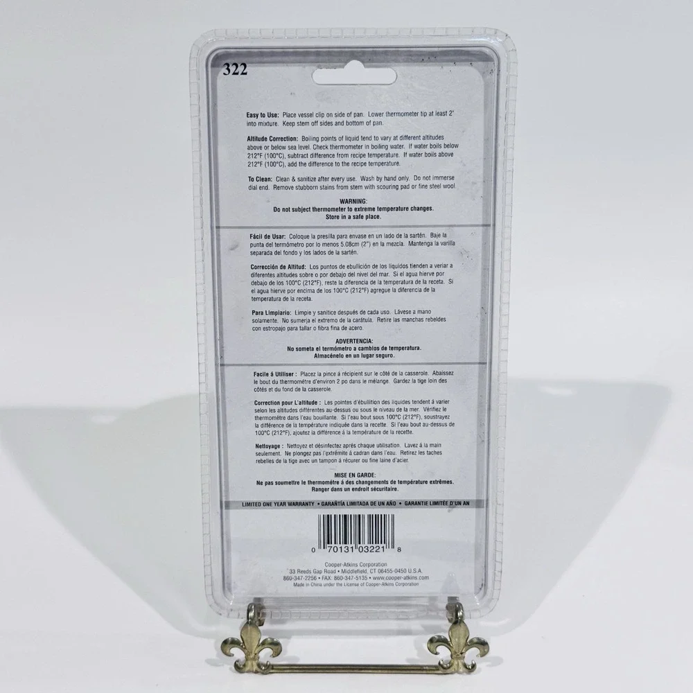 New Cooper Stainless Steel Candy Jelly Deep‎ Fry Cooking Thermometer #322